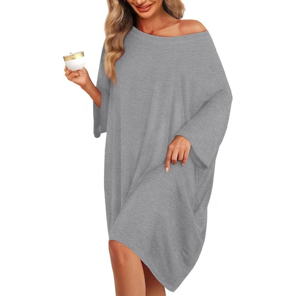 KFUBUO Plus Size Nightgowns for Women Grey Fit S-5XL Oversized Sleep Tshirts